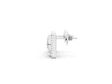 White gold Round Diamond Sunburst Square Stud Earrings_8