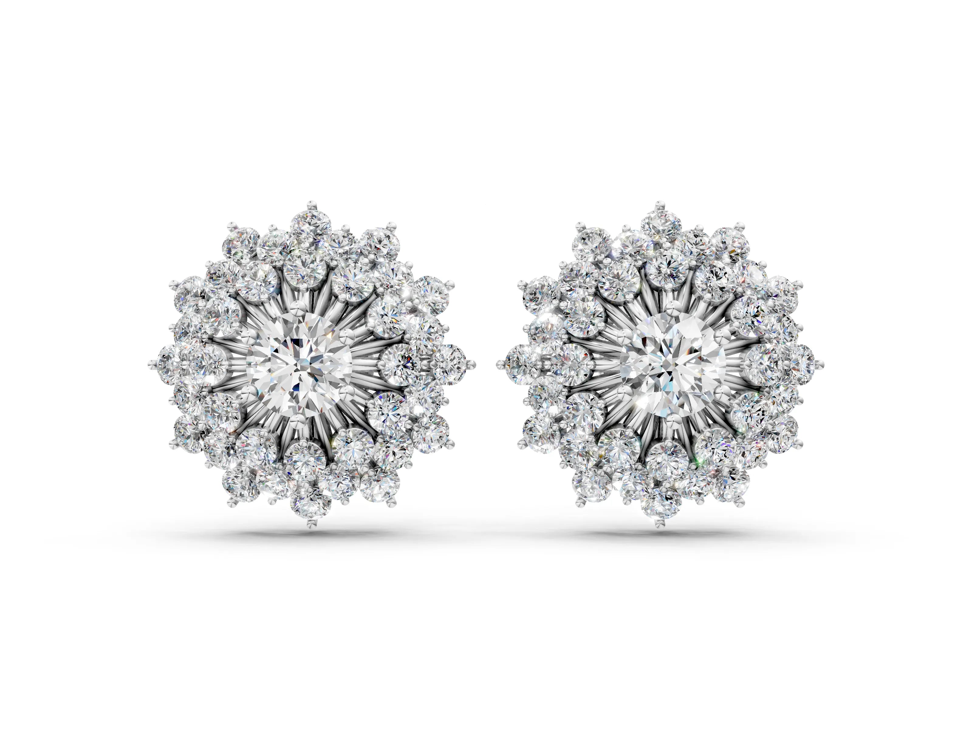 Sterling Silver Lab-Grown Diamond Sunburst Cluster Studs