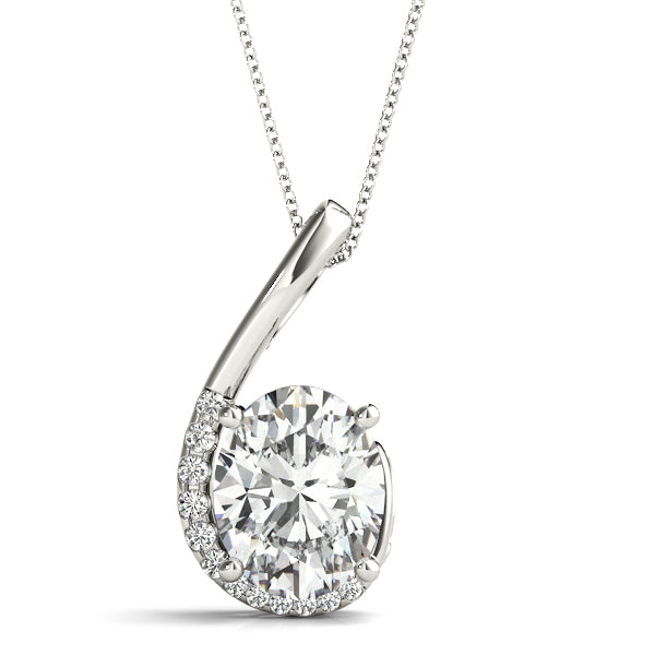 White gold Round Diamond Swirl Pendant with Prong Setting