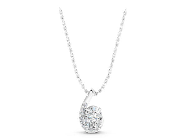 Silver Round Diamond Swirl Pendant with Prong Setting