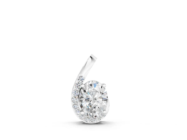 White gold Round Diamond Swirl Pendant with Prong Setting