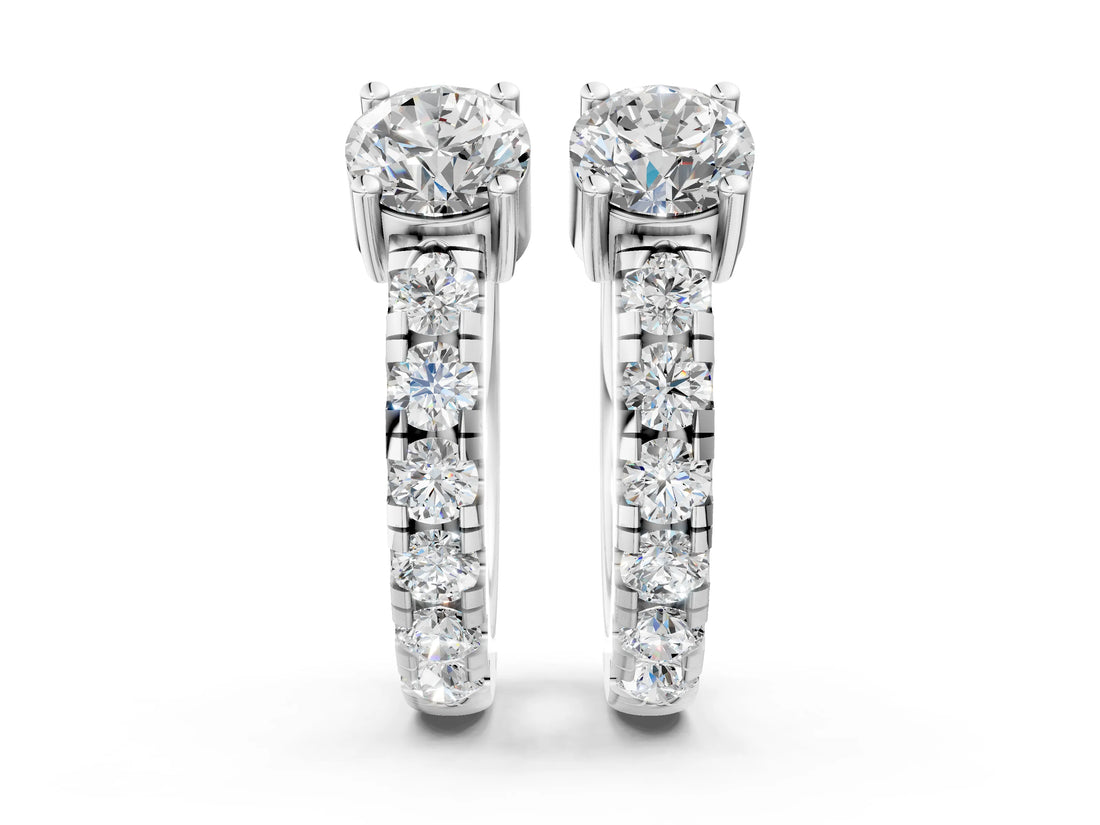 White gold Round Diamond Taylor Huggie Hoop Earrings