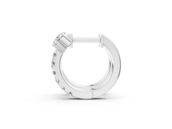 Silver Round Diamond Taylor Huggie Hoop Earrings