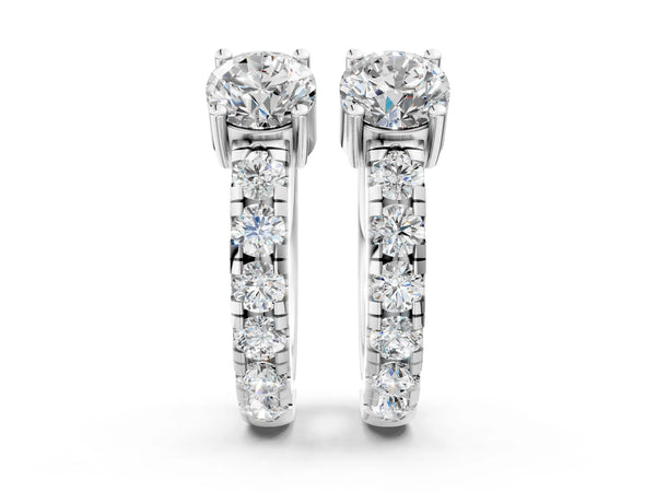 Silver Round Diamond Taylor Huggie Hoop Earrings