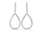 White gold Round Diamond Teardrop Drop Earrings