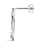 White gold Round Diamond Teardrop Earrings with Bezel Setting and Loop Band 3