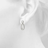 White gold Round Diamond Teardrop Earrings with Bezel Setting and Loop Band 4