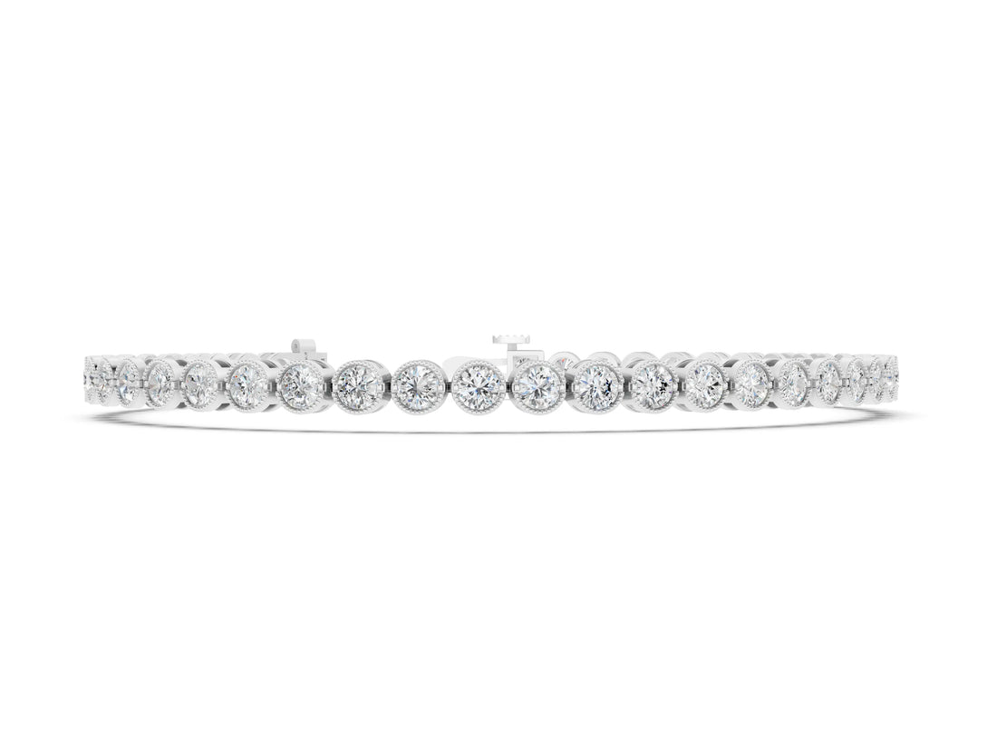 White gold Round Diamond Tennis Bracelet with Bezel Setting and Box Clasp_4