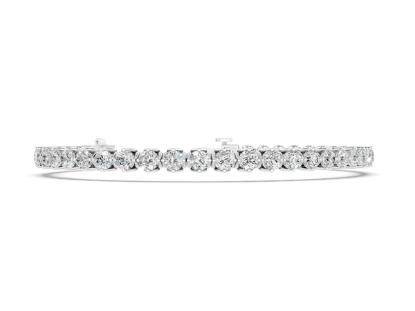 White gold Round Diamond Tennis Bracelet with Box Chain and Basket Prong Setting