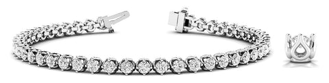 White gold Round Diamond Tennis Bracelet with Box Chain and Basket Prong Setting