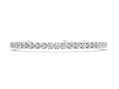 White gold Round Diamond Tennis Bracelet with Box Chain and Basket Prong Setting