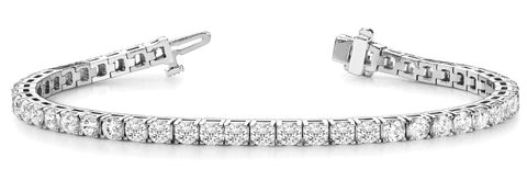 White gold Round Diamond Tennis Bracelet with Box Clasp and Four-Prong Setting