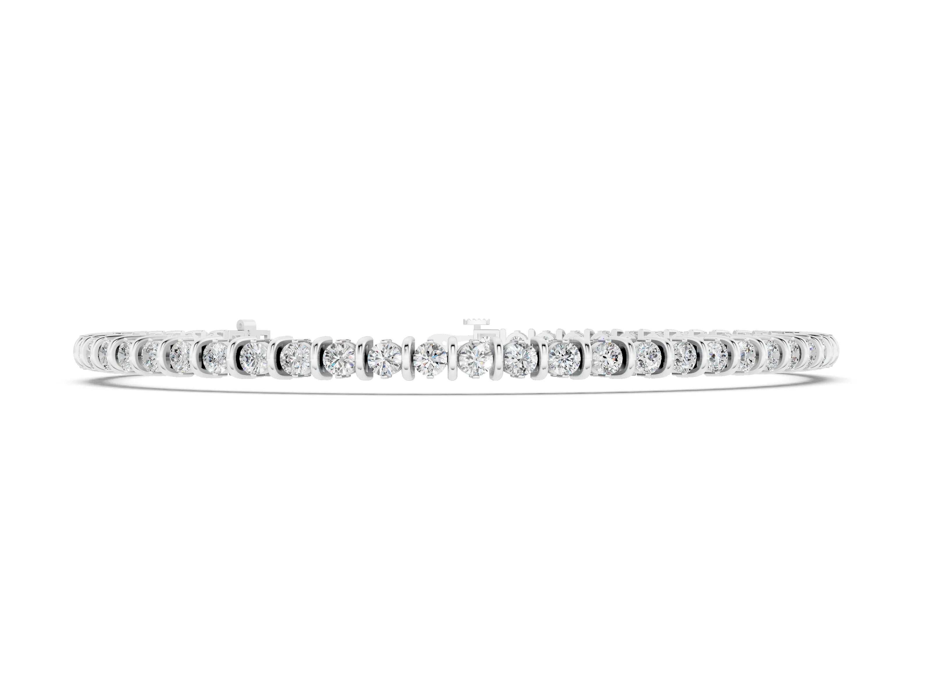 White gold Round Diamond Tennis Bracelet with Channel Setting and Box Clasp