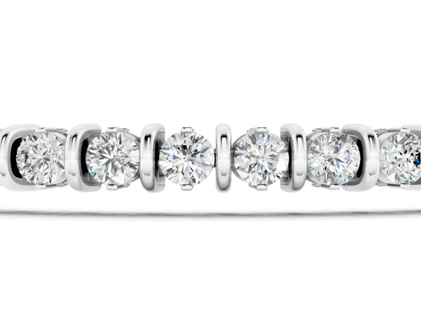 Silver Round Diamond Tennis Bracelet with Channel Setting and Box Clasp