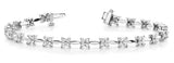 White gold Round Diamond Tennis Bracelet with Flower Cluster Setting and Four-Prong Design