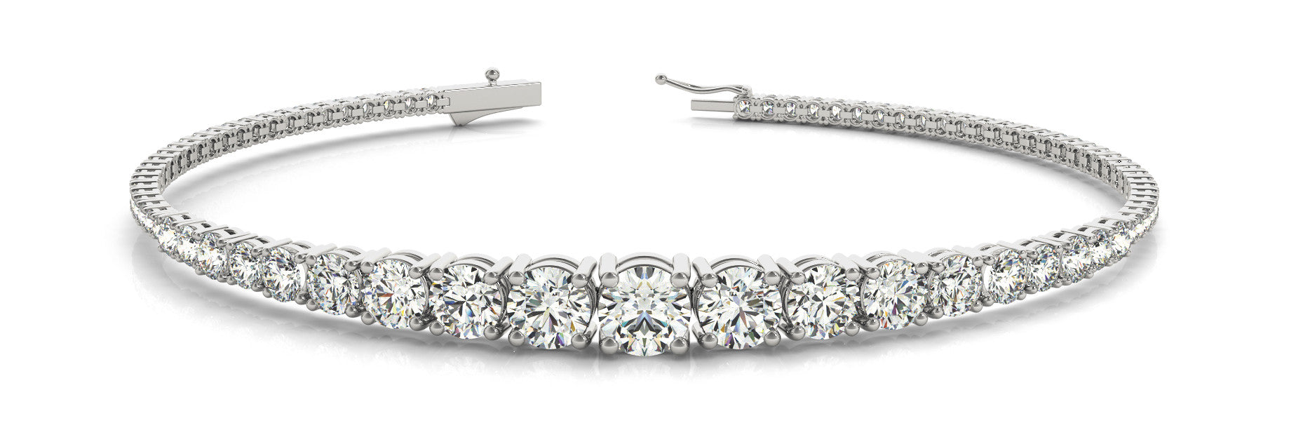 White gold Round Diamond Tennis Bracelet with Four-Prong Setting on a White Gold Band