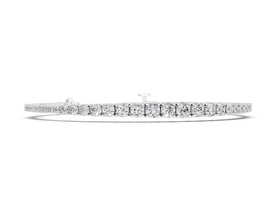 White gold Round Diamond Tennis Bracelet with Four-Prong Setting on a White Gold Band