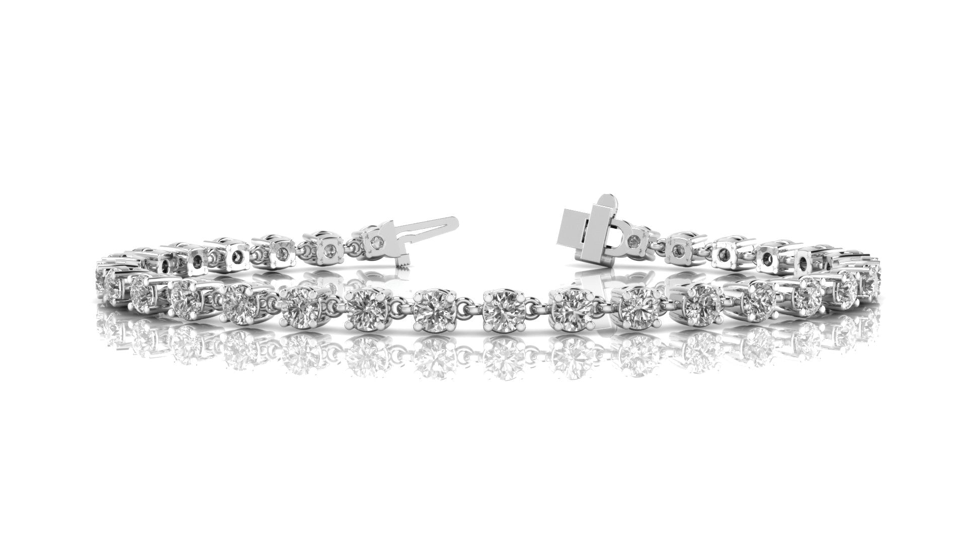 White gold Round Diamond Tennis Bracelet with Four-Prong Setting