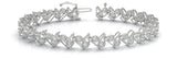 White gold Round Diamond Tennis Bracelet with Geometric Link Band and Four-Prong Setting