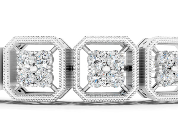White gold Round Diamond Tennis Bracelet with Milgrain Bezel Setting