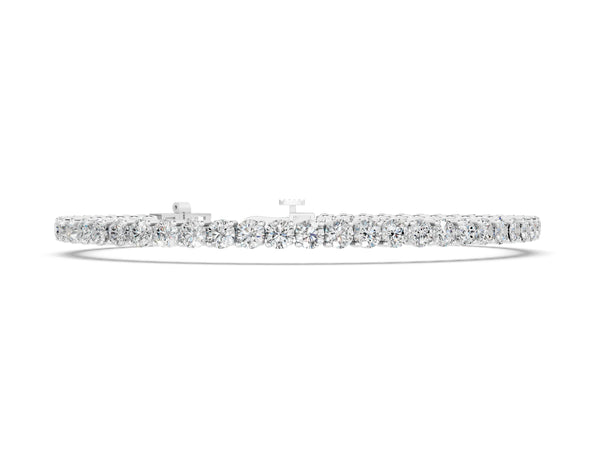 Silver Round Diamond Tennis Bracelet with Prong Setting and Box Clasp