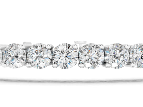 Silver Round Diamond Tennis Bracelet with Prong Setting and Box Clasp