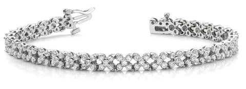 White gold Round Diamond Tennis Bracelet with Prong Setting and Link Band