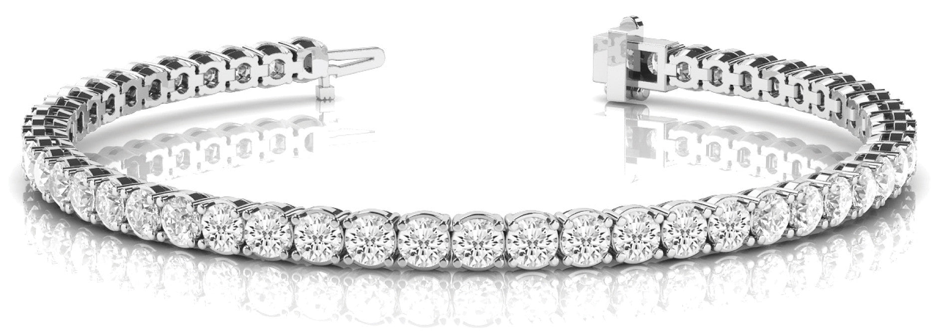 White gold Round Diamond Tennis Bracelet with Prong Setting in White Gold