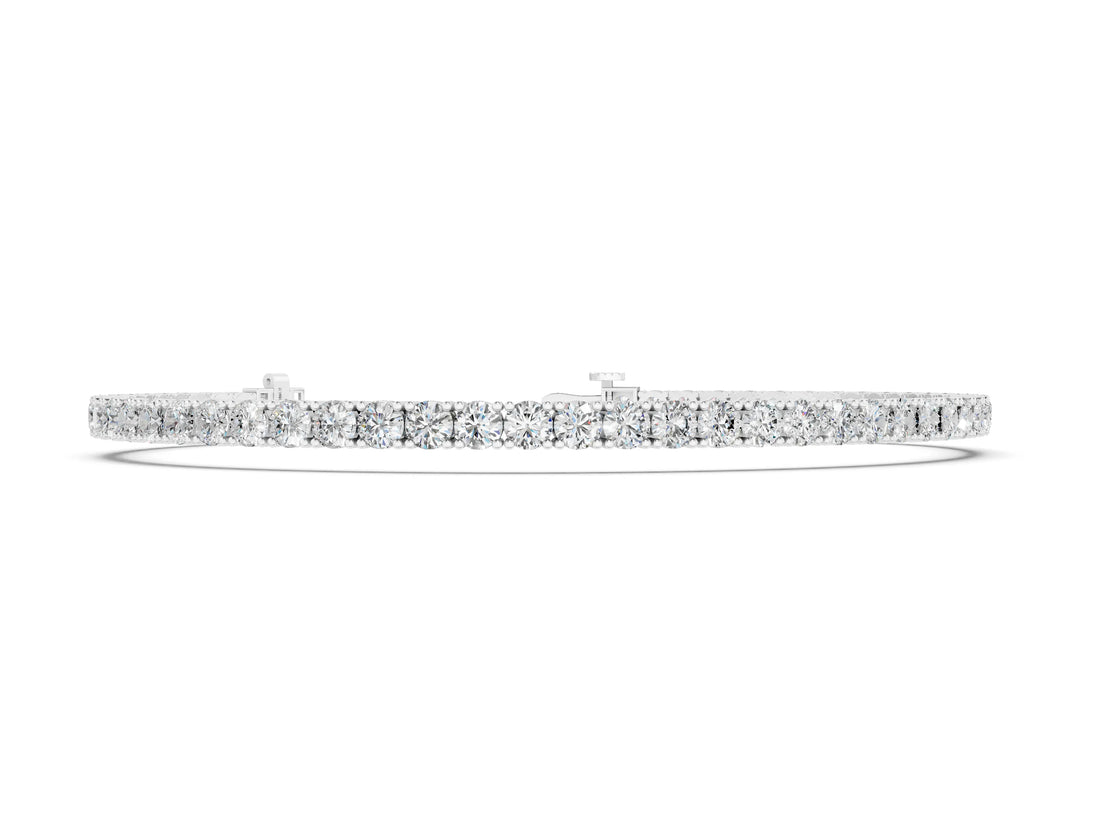 White gold Round Diamond Tennis Bracelet with Prong Setting in White Gold