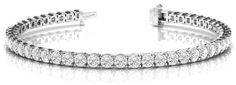 White gold Round Diamond Tennis Bracelet with Prong Setting in White Gold
