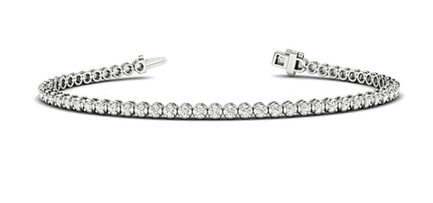 White gold Round Diamond Tennis Bracelet with Prong Setting on a Classic Chain Band