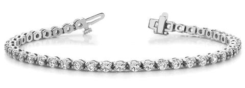White gold Round Diamond Tennis Bracelet with Prong Setting on a Link Band