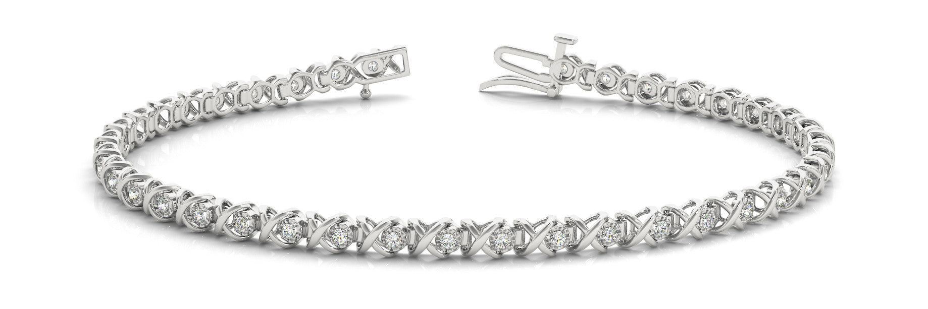 White gold Round Diamond Tennis Bracelet with X-Prong Setting