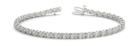White gold Round Diamond Tennis Bracelet with X-Prong Setting