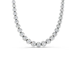 White gold Round Diamond Tennis Necklace with Bezel Setting and Prong Setting