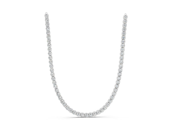 Silver 5.02 Carat E VS Round Diamond Tennis Necklace with Four-Prong Setting