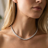 Silver 2.95 Carat E VS Round Diamond Tennis Necklace with Four-Prong Setting