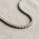 Silver 2.95 Carat E VS Round Diamond Tennis Necklace with Four-Prong Setting