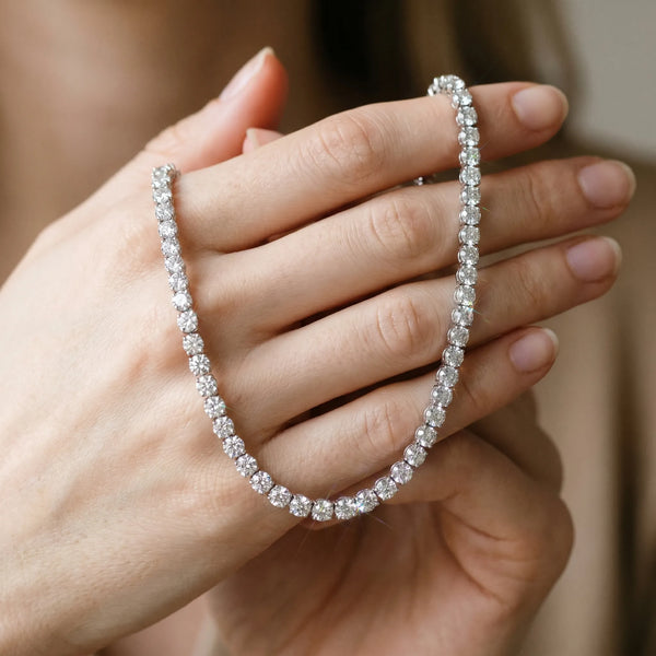 White gold Round Diamond Tennis Necklace with Four-Prong Setting