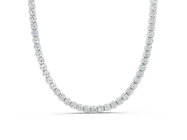 Silver 5.02 Carat E VS Round Diamond Tennis Necklace with Four-Prong Setting
