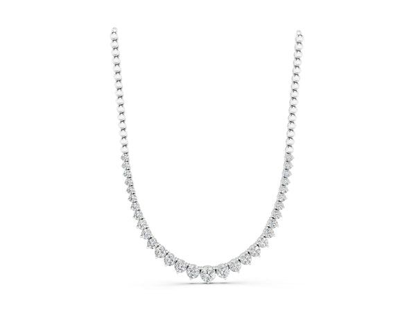 White gold Round Diamond Tennis Necklace with Graduated Prong Setting