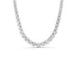10K White Gold 10.25 Carat E VS Round Diamond Tennis Necklace with Prong Setting
