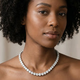 10K White Gold 10.25 Carat E VS Round Diamond Tennis Necklace with Prong Setting
