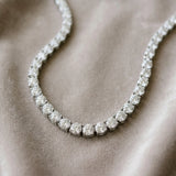 10K White Gold 10.25 Carat E VS Round Diamond Tennis Necklace with Prong Setting