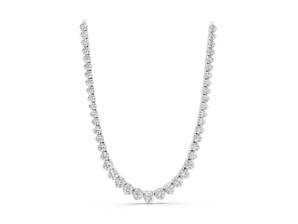 White gold Round Diamond Tennis Necklace with Three-Prong Setting