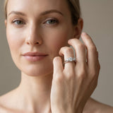 White gold Round Diamond Three-Stone Engagement Ring with Prong Setting and Pavé Band_26