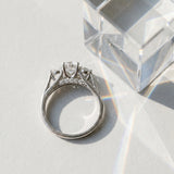 White gold Round Diamond Three-Stone Engagement Ring with Prong Setting and Pavé Band_28