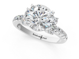 White gold Round Diamond Three-Stone Pave Band with Four-Prong Setting_59