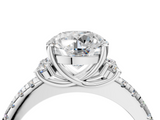 White gold Round Diamond Three-Stone Pave Band with Four-Prong Setting_62