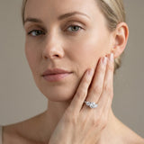White gold Round Diamond Three-Stone Ring with Four-Prong Setting and Pavé Band_23
